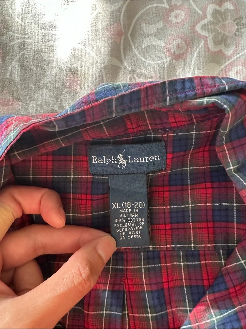Ralph Lauren Red and Green Plaid Button-Down Shirt